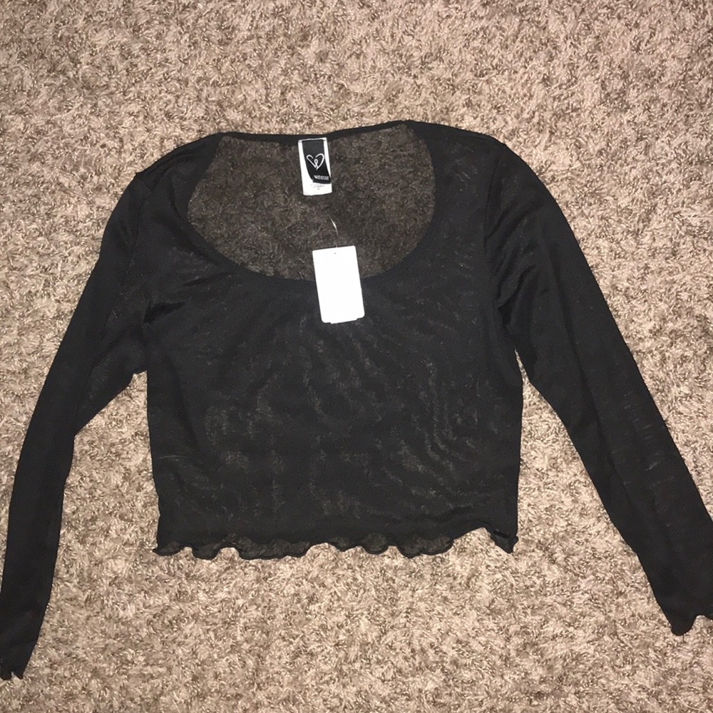 See through long sleeve crop top